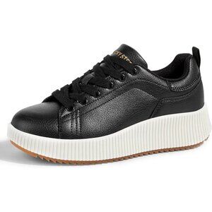 Lucky Step Women Black Rhinestone Sparkly Chunky Retro Braided Casual Sneakers